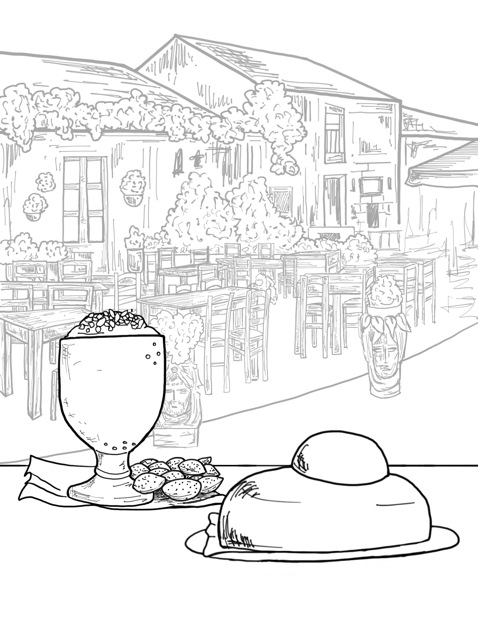 Sicilian Granita e Brioche Illustration