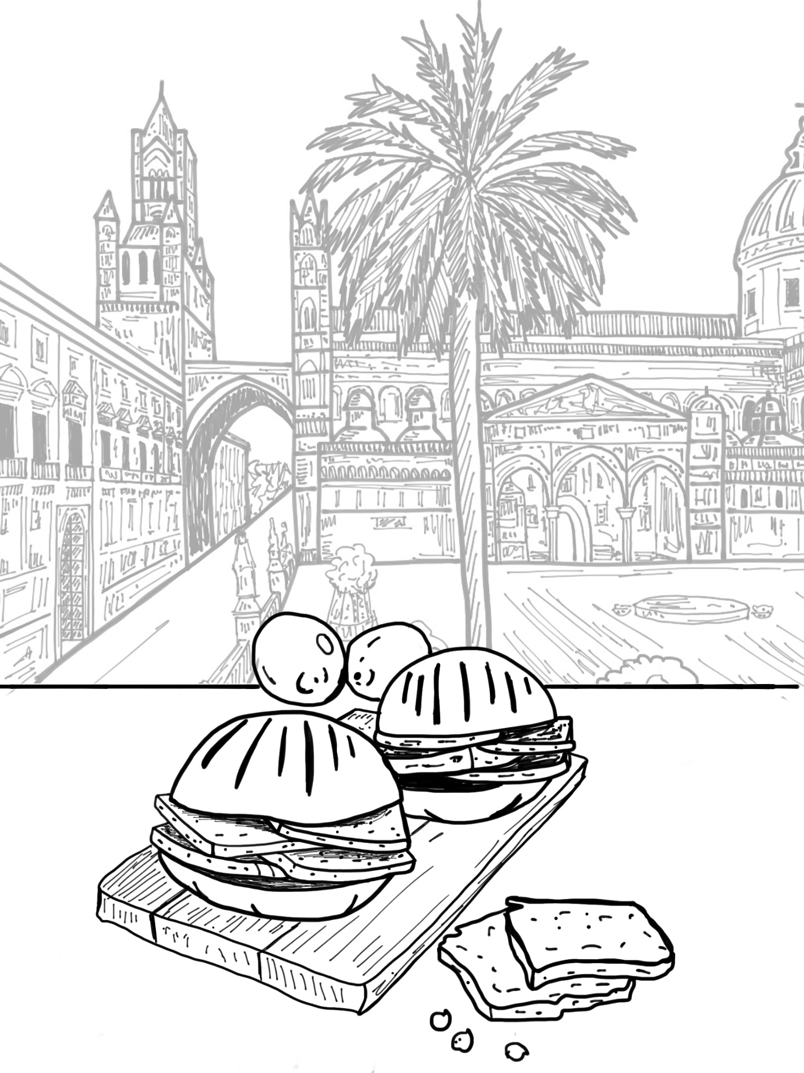 Sicilian "Pane e Panelle" Illustration