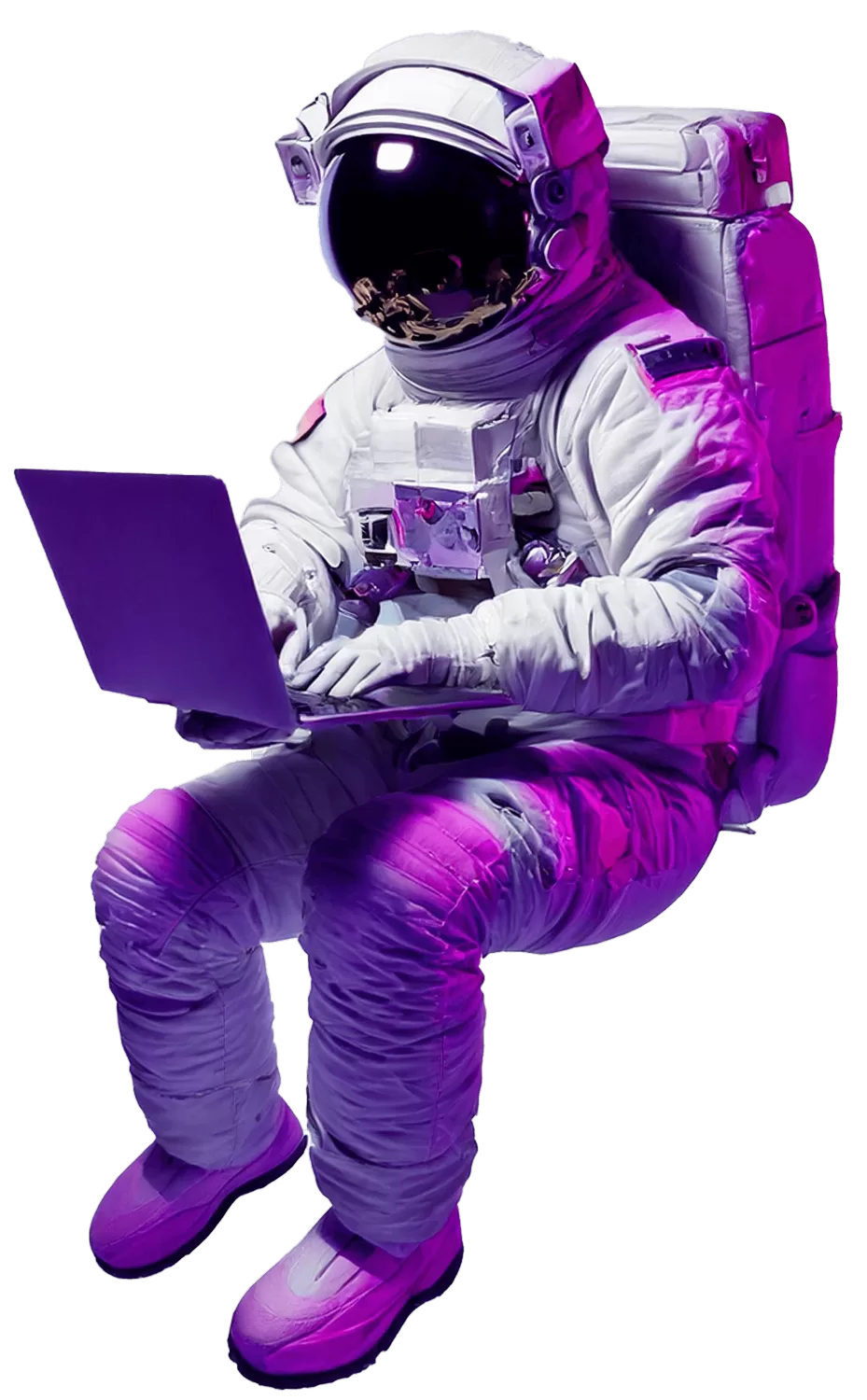 Floating astronaut with a laptop